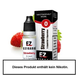 Ezigaro - Strawberry Liquid 10ml - 0mg/ml Nikotin