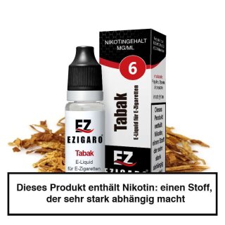 Ezigaro - Tabak Liquid 10ml - 6mg/ml Nikotin