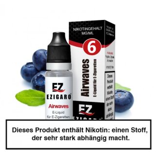 Ezigaro - Airwaves Liquid 10ml -  6mg/ml Nikotin