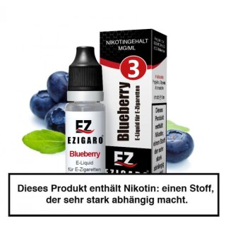 Ezigaro - Blueberry Liquid 10ml - 3mg/ml Nikotin